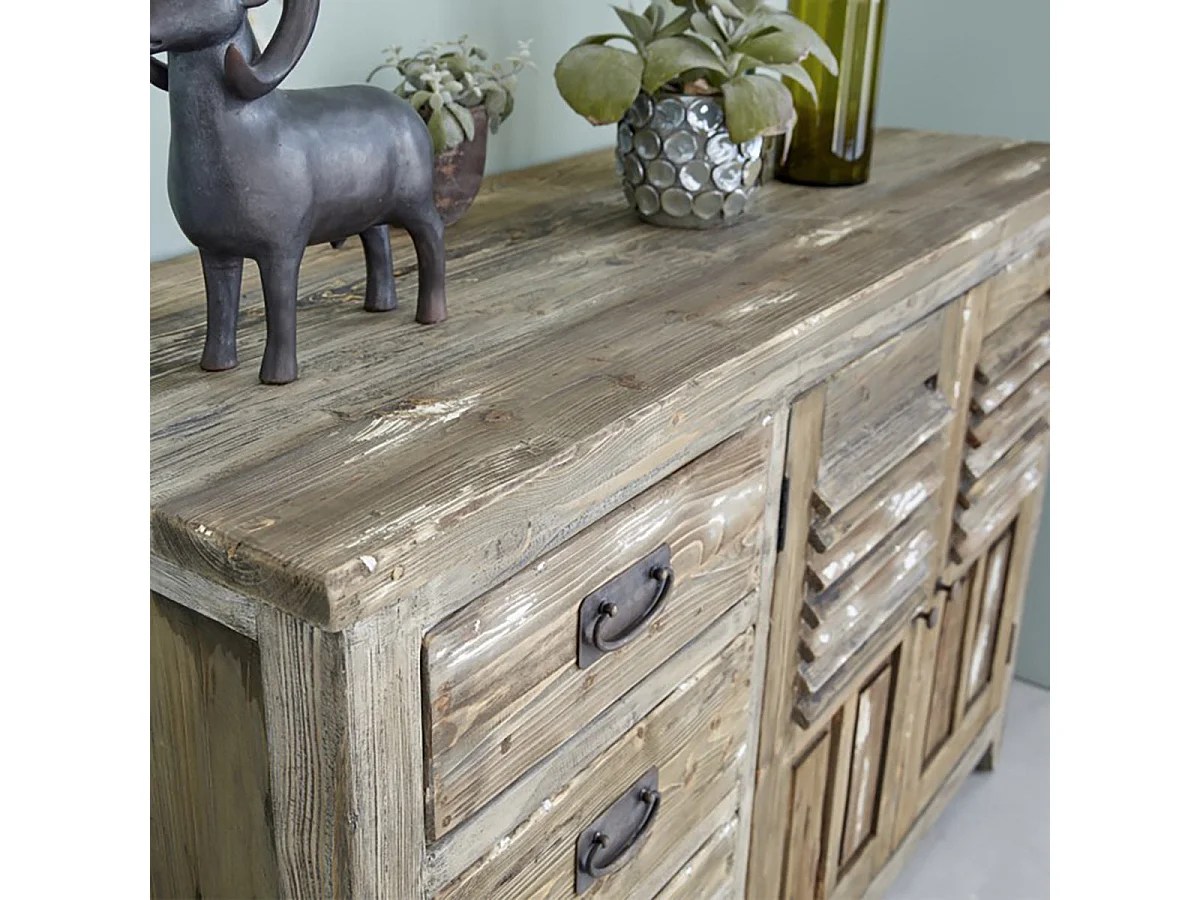 Commode en bois recyclé massif 140 cm