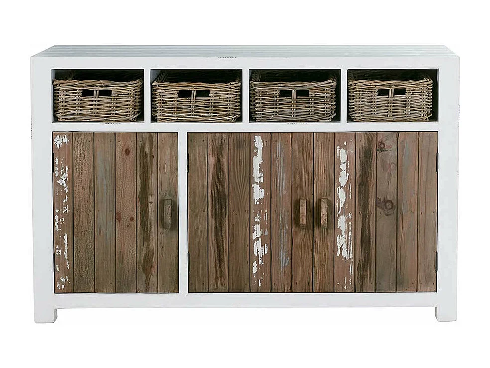 Cassettiera in pino massello riciclato 150 cm