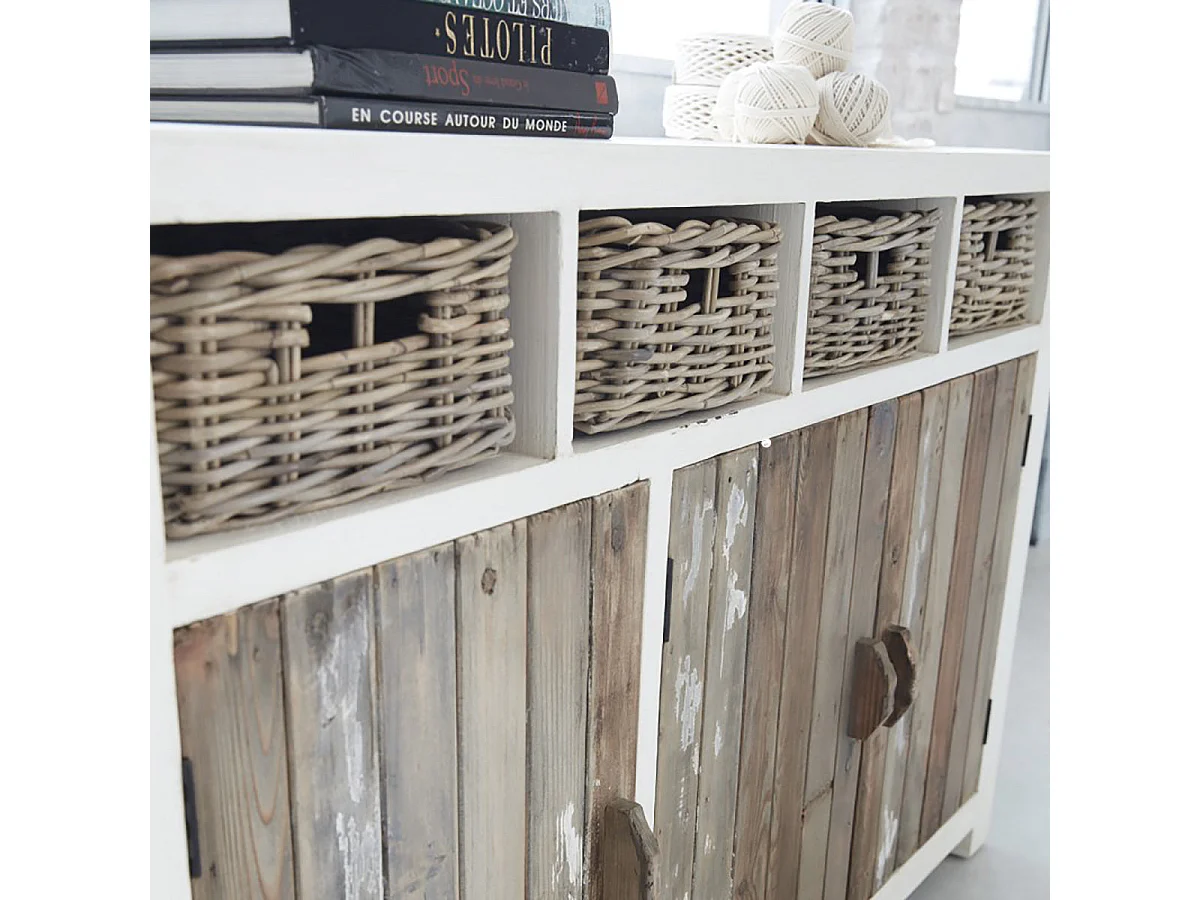 Commode en bois recyclé massif 143 cm