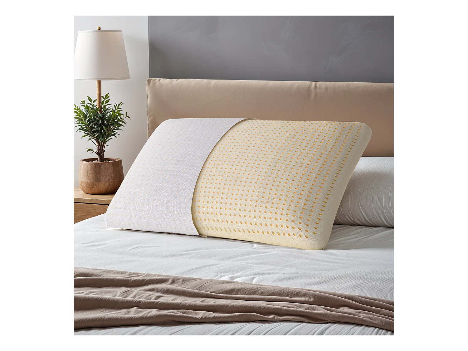 The White Stone Set van 8 Traagschuim Kussens 40 x 70 cm | Hoogte 11 cm | Hypoallergene, Ergonomische en Ademende Nek Kussens | Anti-Wurg en Verkoelende Functie