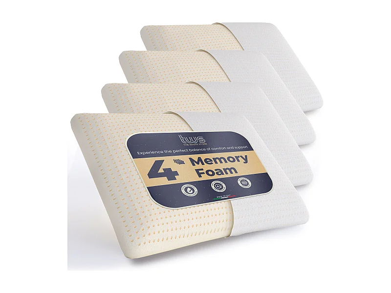 The White Stone Set van 4 Traagschuim Kussens 40 x 70 cm | Hoogte 11 cm | Hypoallergene, Ergonomische en Ademende Nek Kussens | Anti-Wurg en Verkoelende Functie