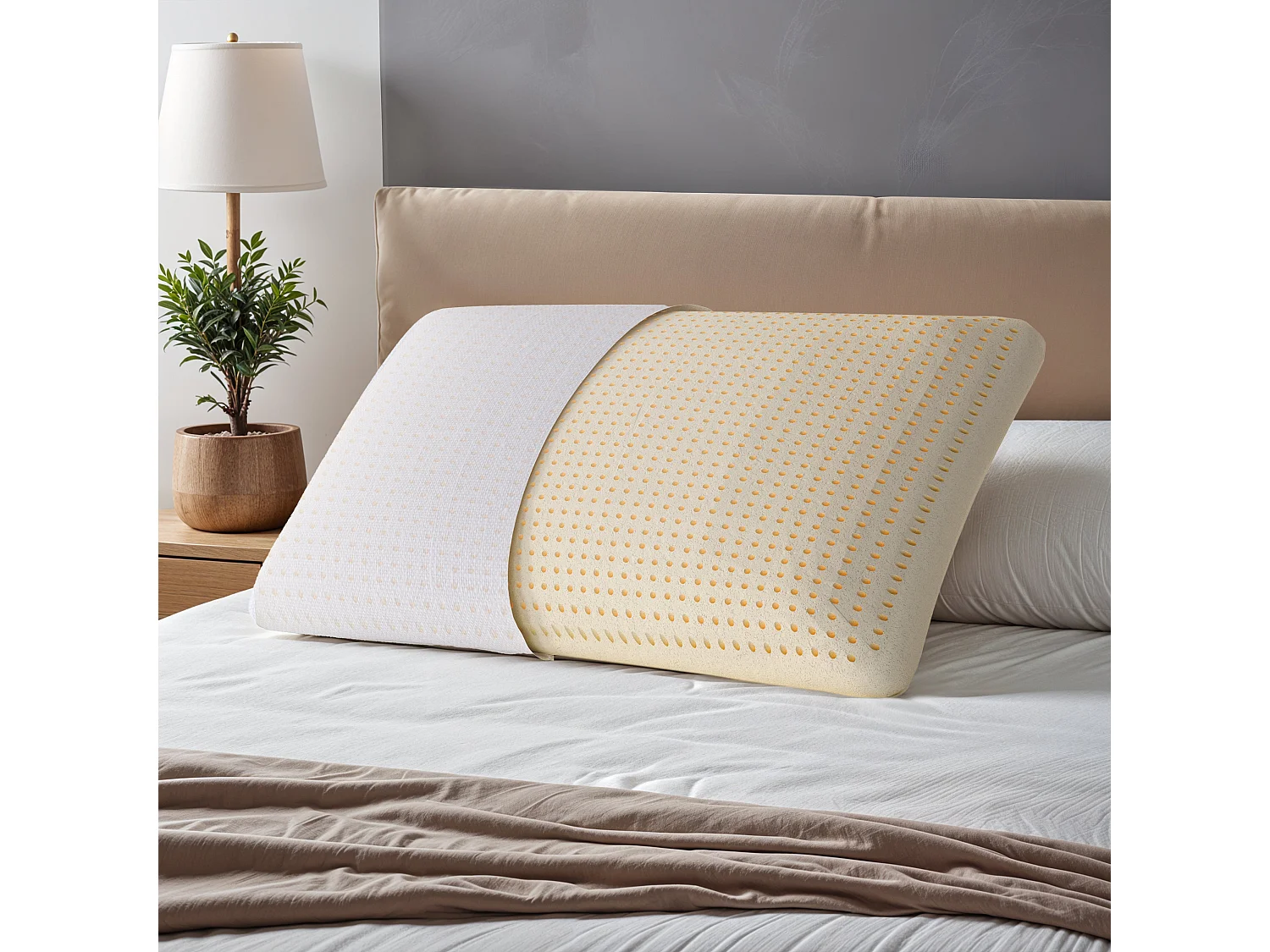 The White Stone Oreiller Memory Foam 40×70 cm, H 11 cm, cervical, hypoallergénique, ergonomique et respirant