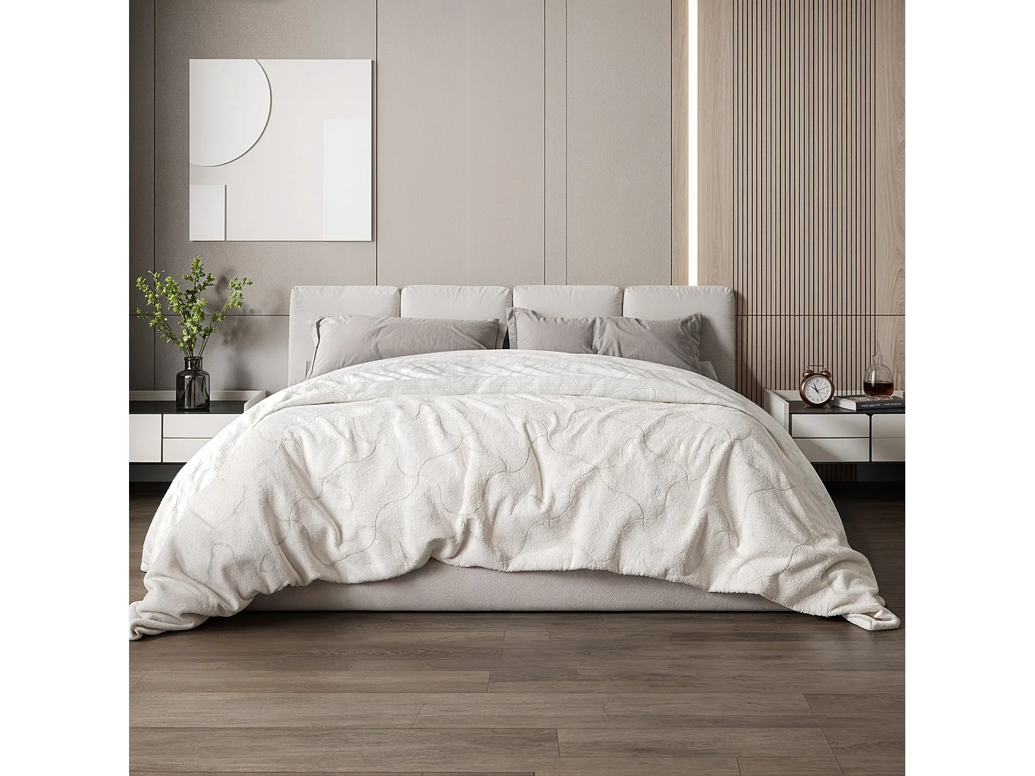 The White Stone Couverture Polaire en Fibre de Carbone | Couverture Douce pour Canapé | Couverture Anti-Stress Double Face | Couverture Veloutée 140 x 200 cm