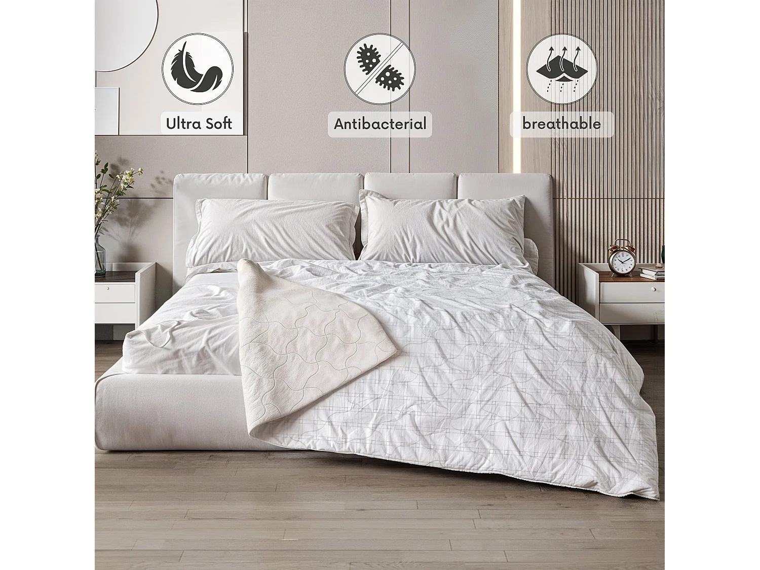 The White Stone Couverture Polaire en Fibre de Carbone | Couverture Douce pour Canapé | Couverture Anti-Stress Double Face | Couverture Veloutée 140 x 200 cm