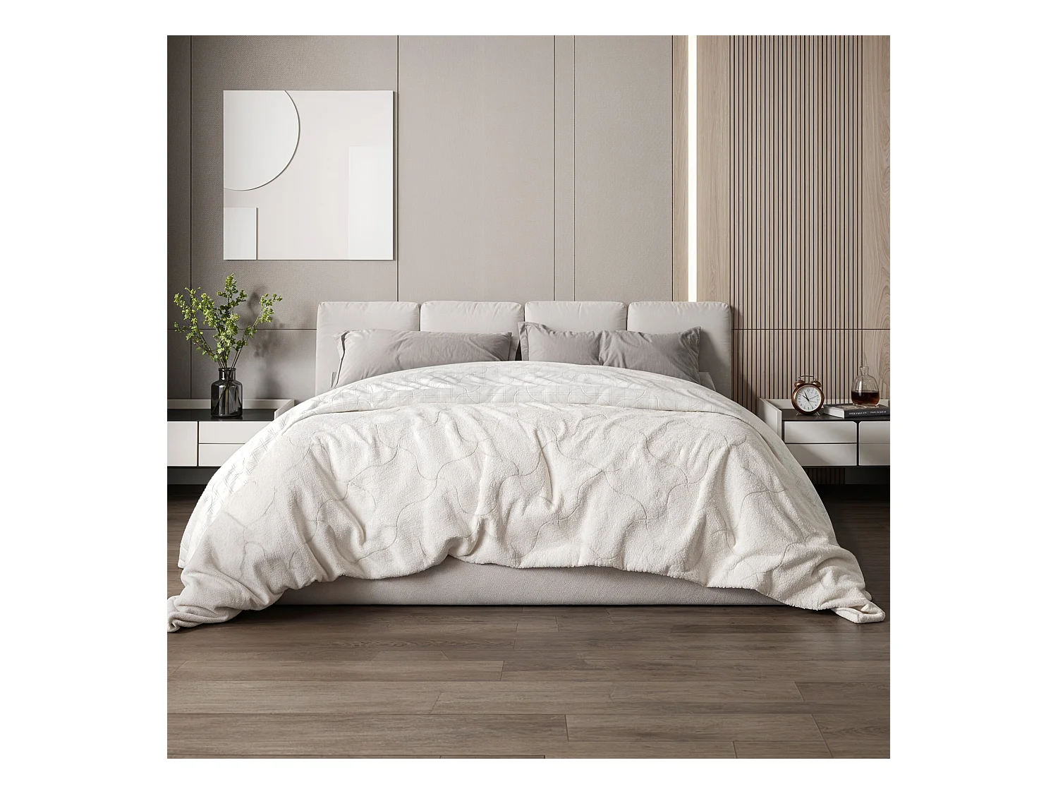 The White Stone Couverture Polaire en Fibre de Carbone | Couverture Douce pour Canapé | Couverture Anti-Stress Double Face | Couverture Veloutée 200 x 200 cm