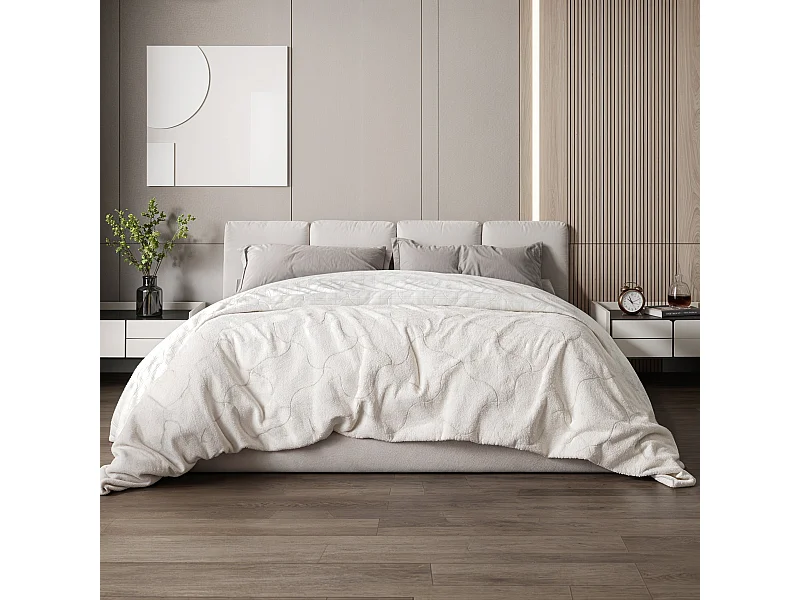 The White Stone Decke aus Kohlefaser | Weiche Decke für Sofa | Doppelseitige Antistress-Decke | Samtige Kuscheldecke | 200 x 200 cm