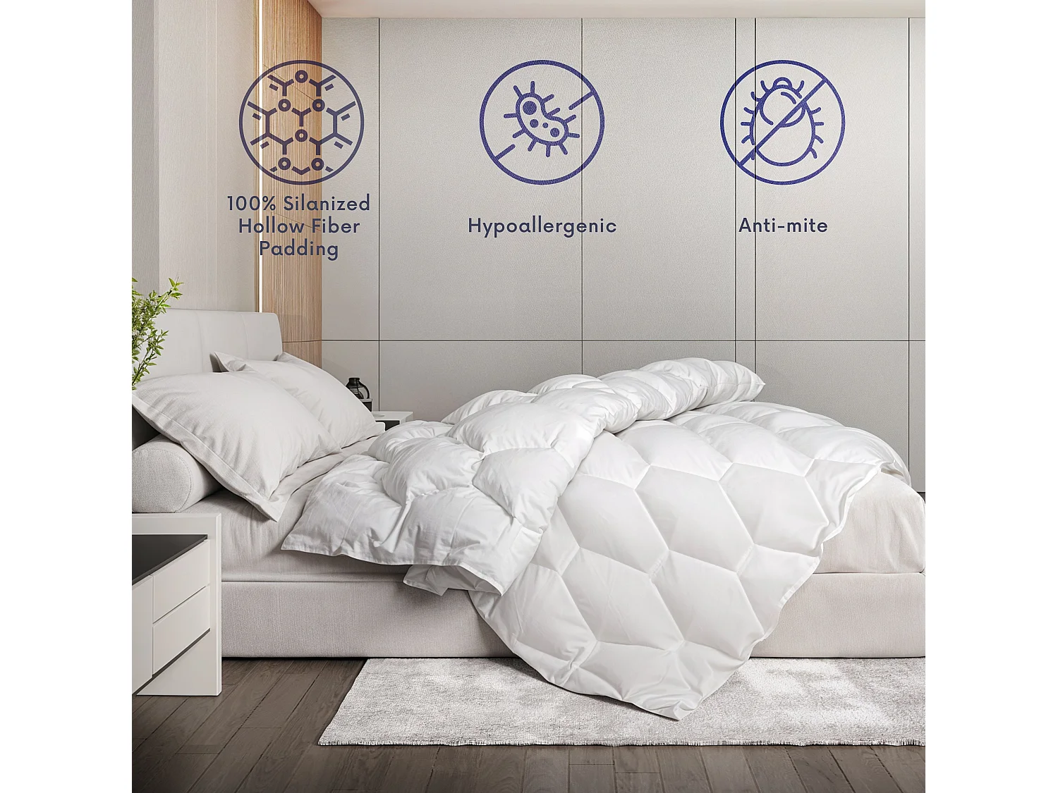 The White Stone Zomerdekbed 155 x 200 cm 150 g | Zachte Vulling in Soft Vulling | Gequilt Deken in Hipoallergene Microfiber Wit | Eenpersoons Dekbed