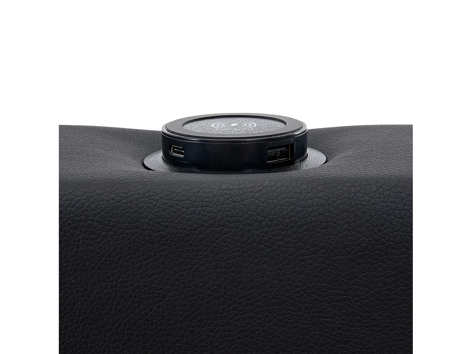 Lit avec tiroirs 90x200 cm en similicuir - avec LED et ports de recharge (filaire & sans fil) - Noir