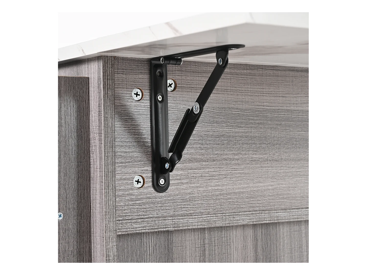 Ilot central de cuisine avec 3 tiroirs et portes de rangement - Plateau extensible - pieds en roulettes ou en bois - Gris