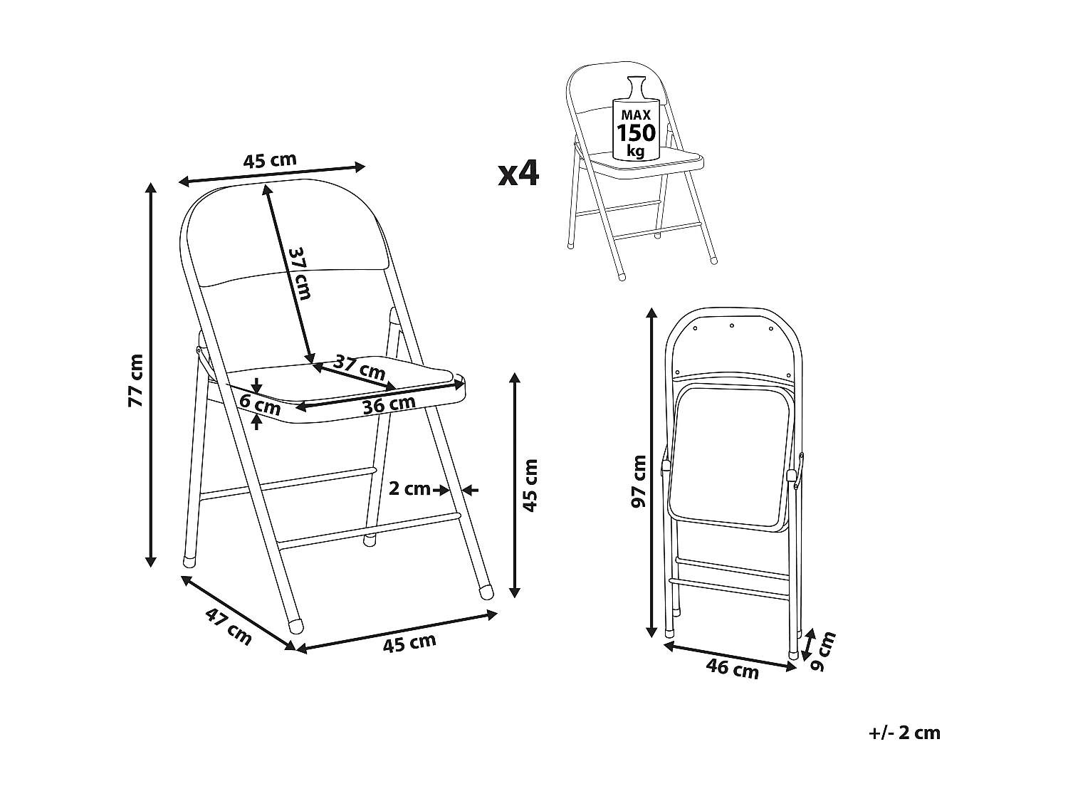 Conjunto de 4 sillas de comedor SPARKS Beige