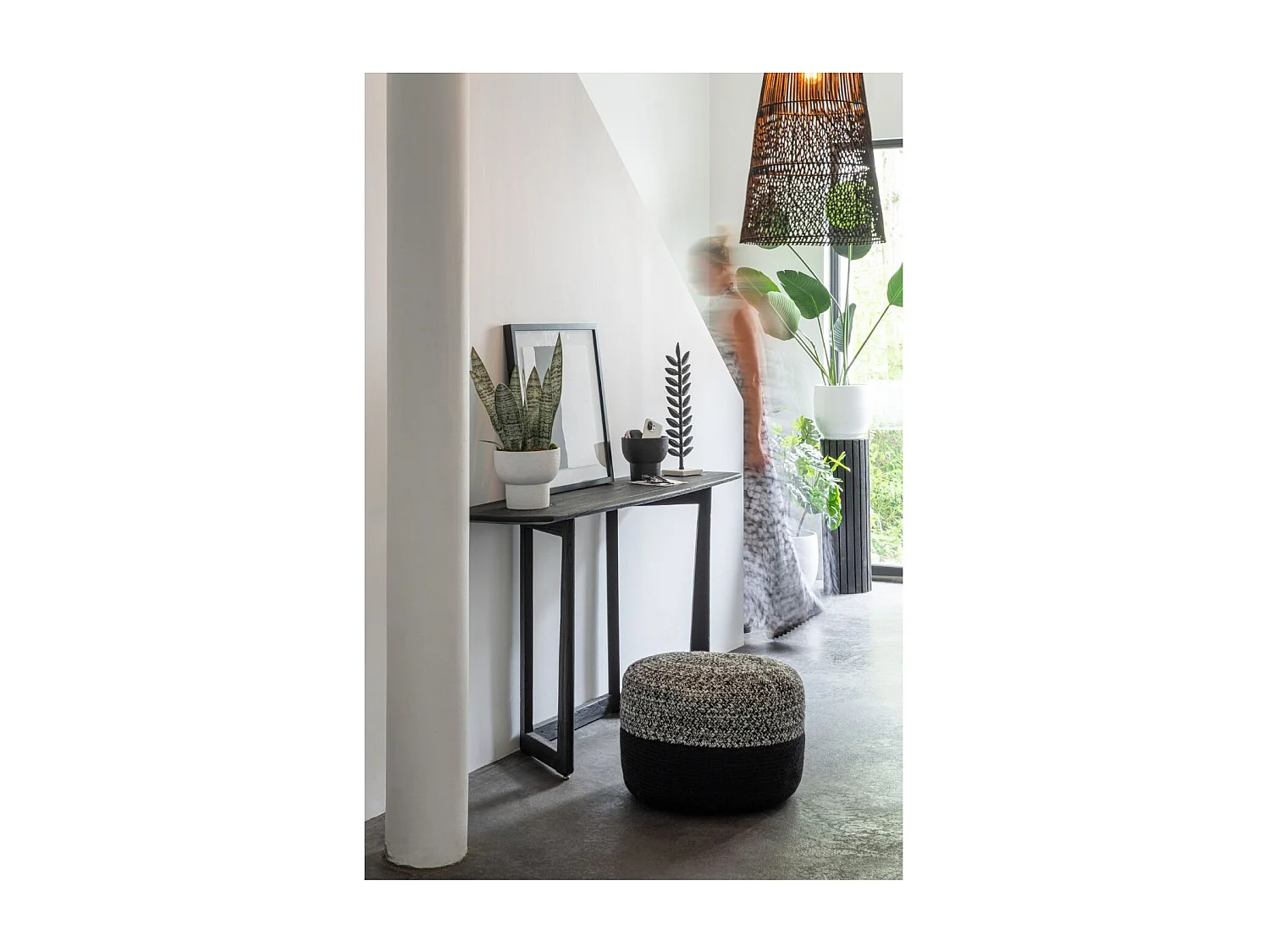 Pouf rond intérieur extérieur D50 chiné/uni - PAROS