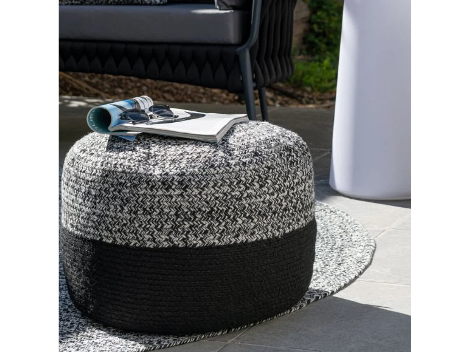 Pouf rond intérieur extérieur D50 chiné/uni - PAROS