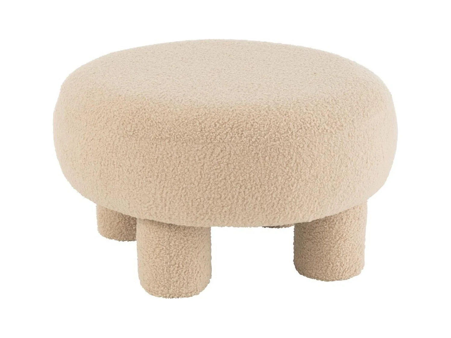Pouf Rond Bouclette "Teddy" 52cm Beige