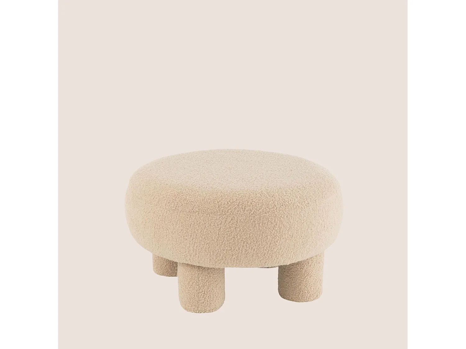 Pouf Rond Bouclette "Teddy" 52cm Beige