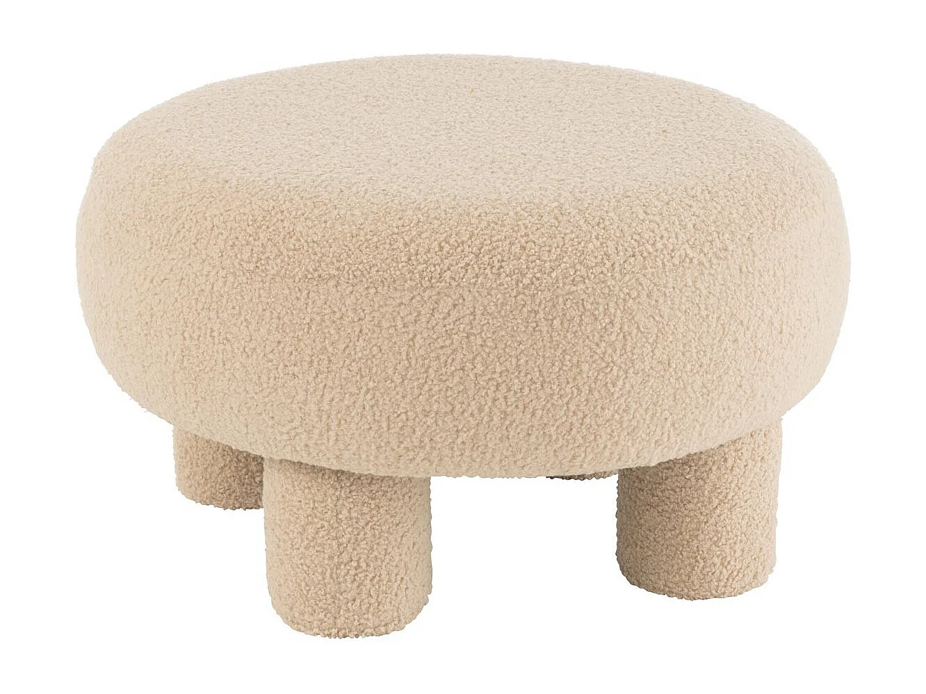 Pouf Rond Bouclette "Teddy" 52cm Beige