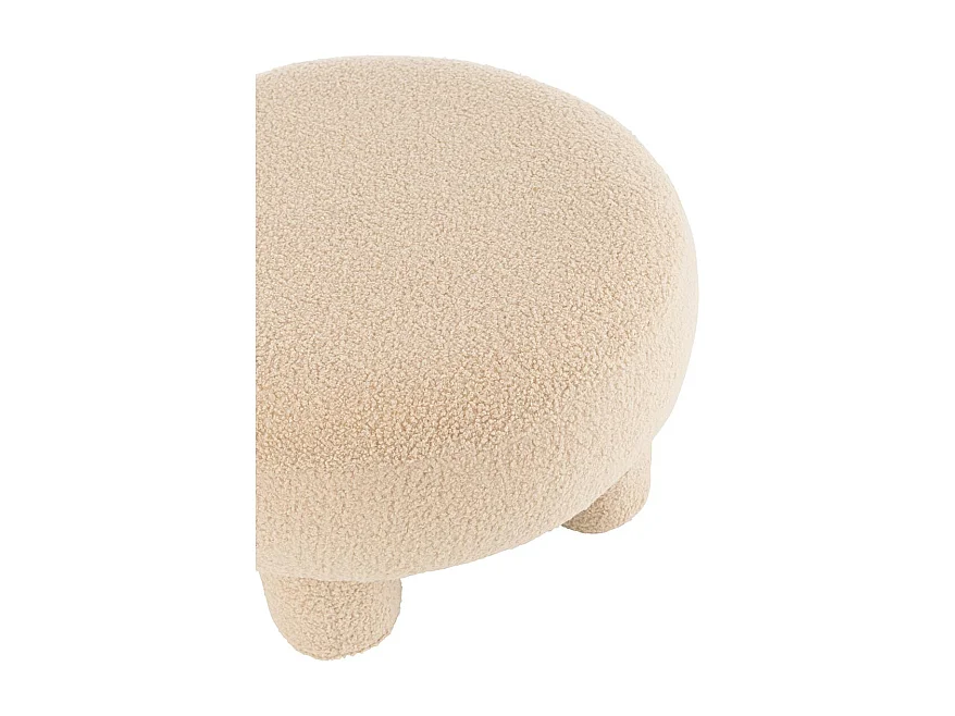 Pouf Rond Bouclette "Teddy" 52cm Beige