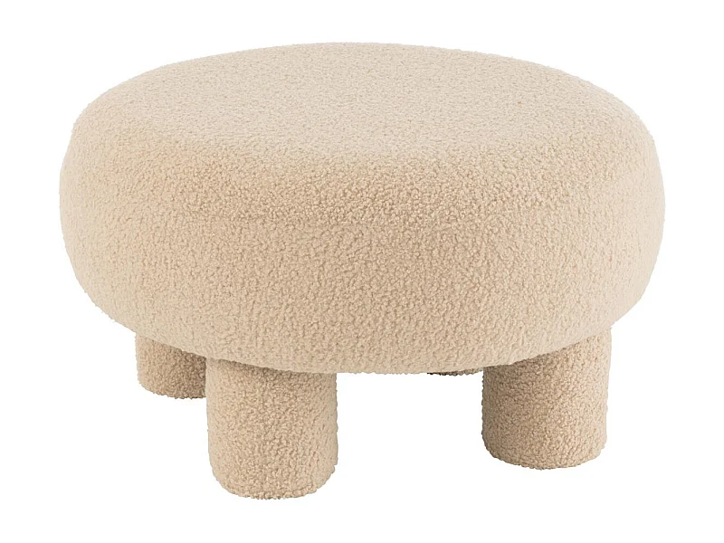 Pouf Rond Bouclette "Teddy" 52cm Beige