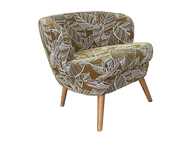 Fauteuil rétro en tissu jacquard motifs floraux - DAGOBERT