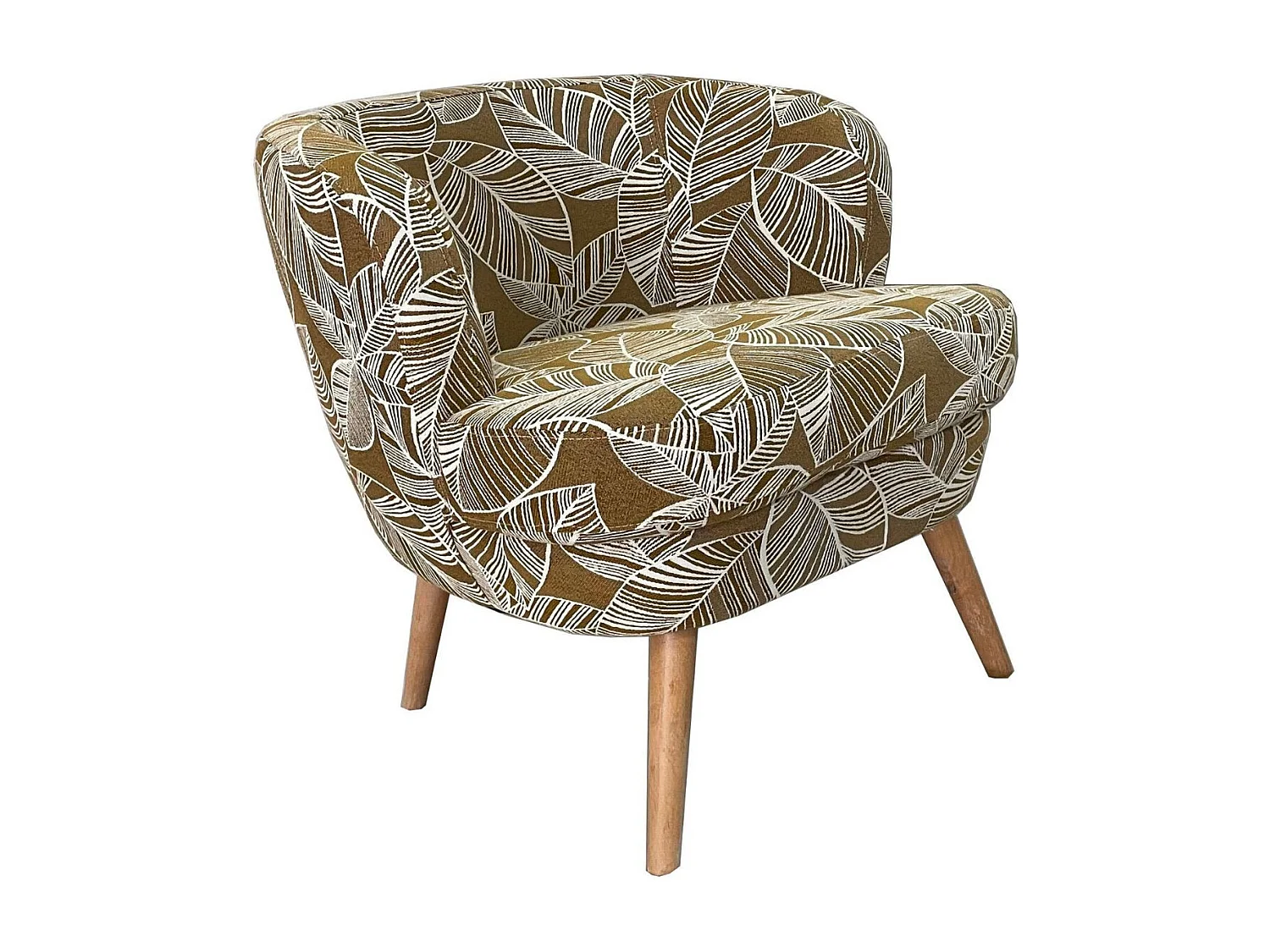 Fauteuil rétro en tissu jacquard motifs floraux - DAGOBERT