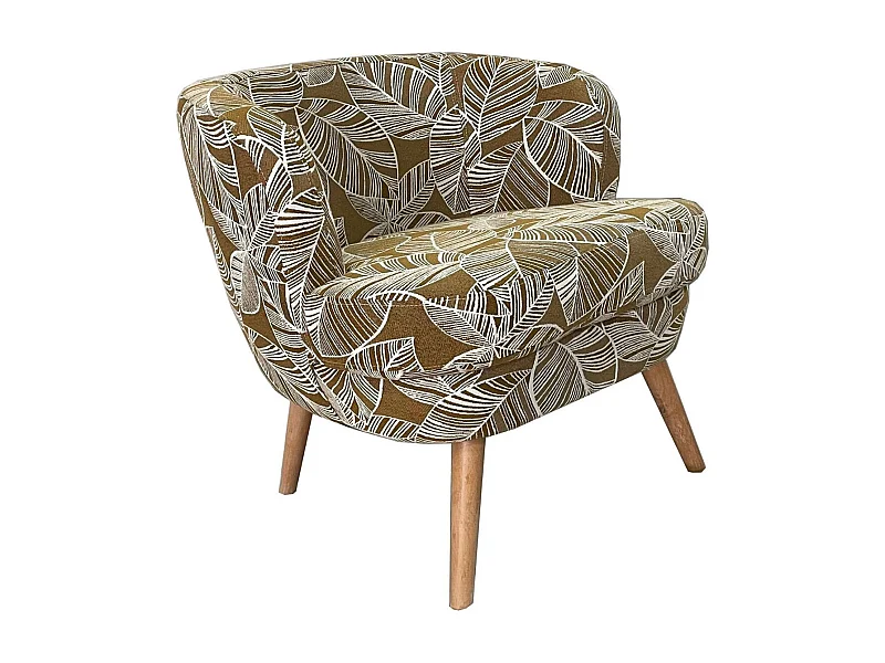 Fauteuil rétro en tissu jacquard motifs floraux - DAGOBERT
