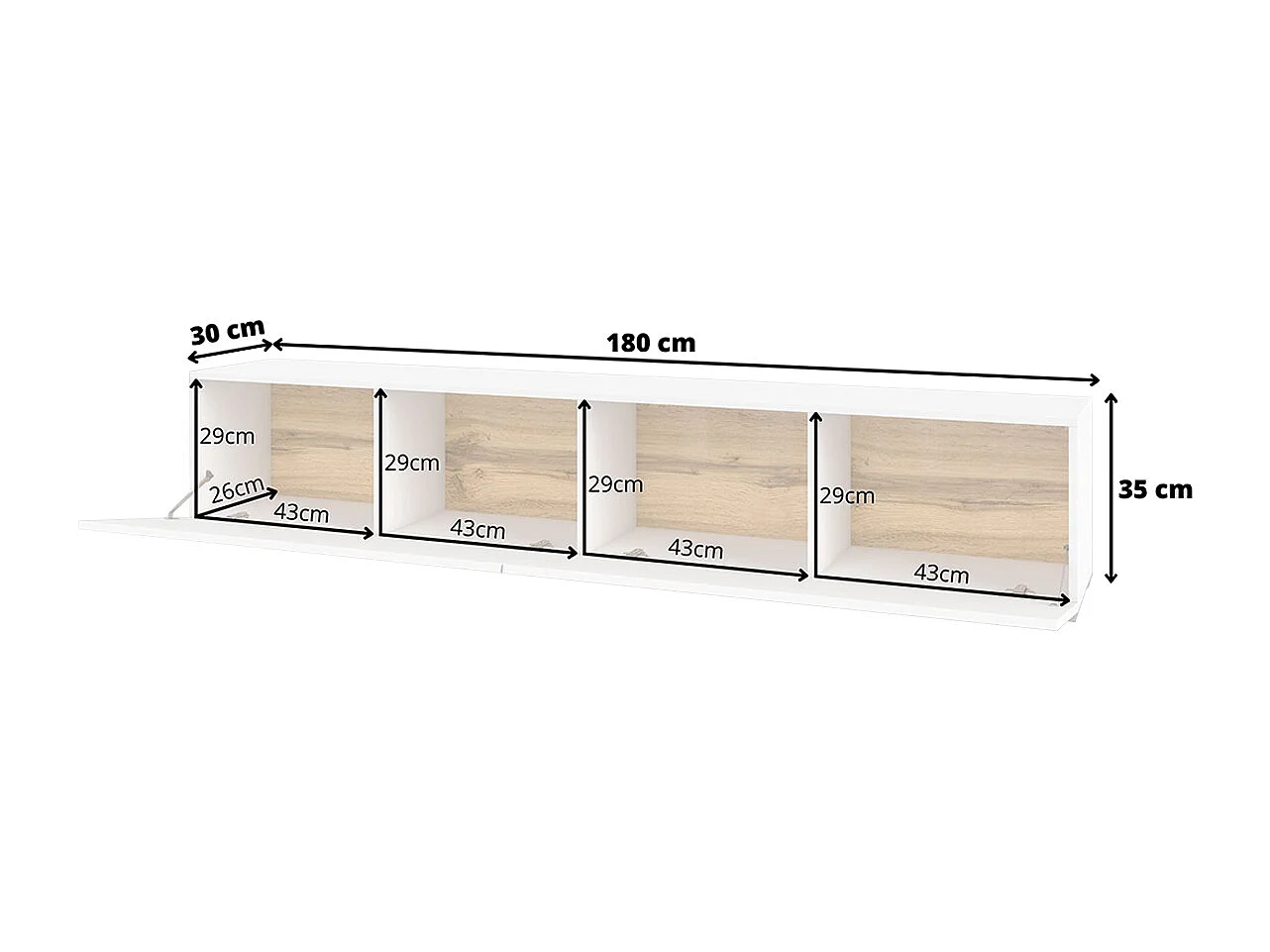 Meuble TV 2 portes 180 cm Glora Blanc