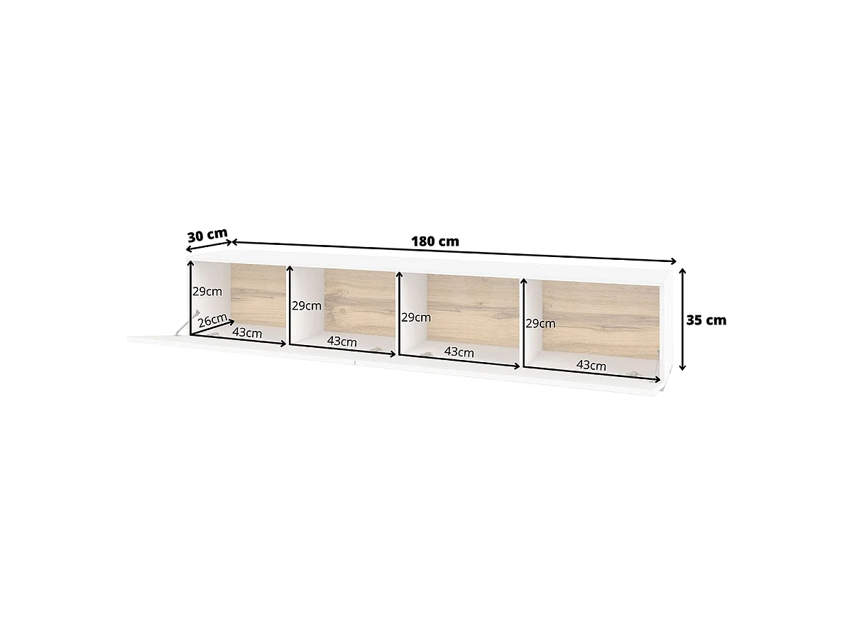 TV-Möbel mit 2 Türen 180 cm Glora Weiß