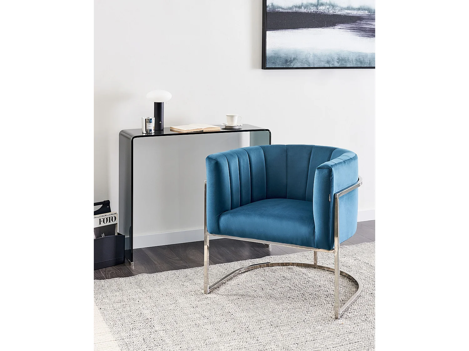 Fauteuil LARVIK Velours Bleu