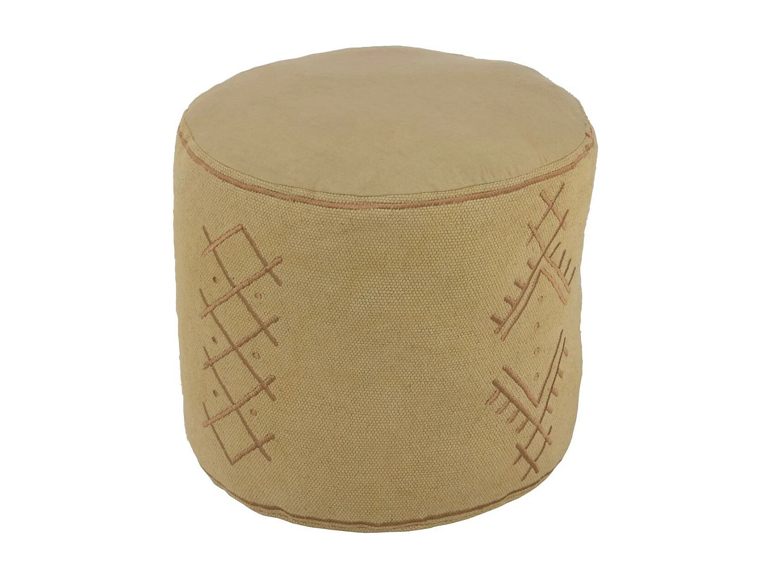 Pouf rond aux motifs brodés en coton - BERBERE