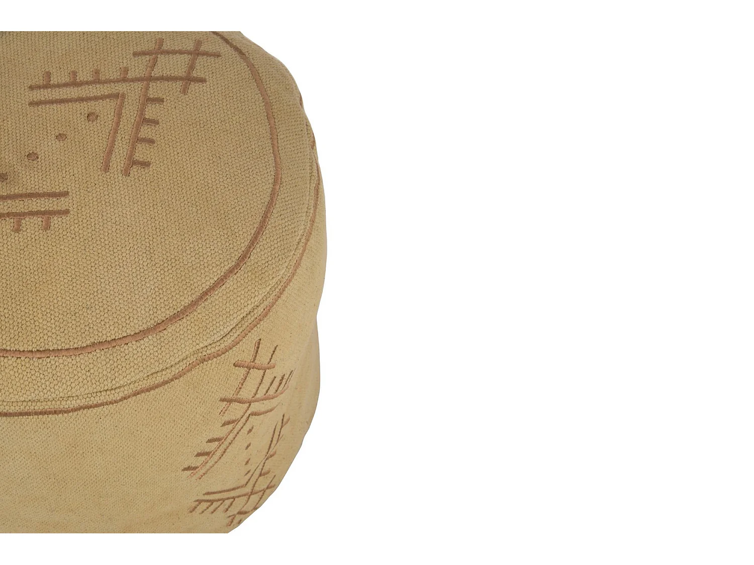 Pouf rond aux motifs brodés en coton - BERBERE