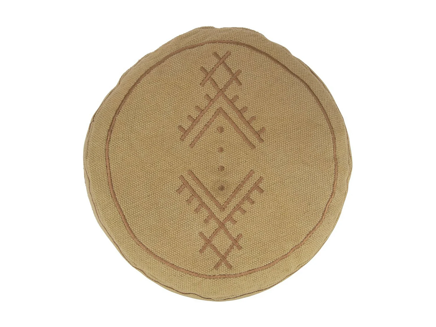 Pouf rond aux motifs brodés en coton - BERBERE