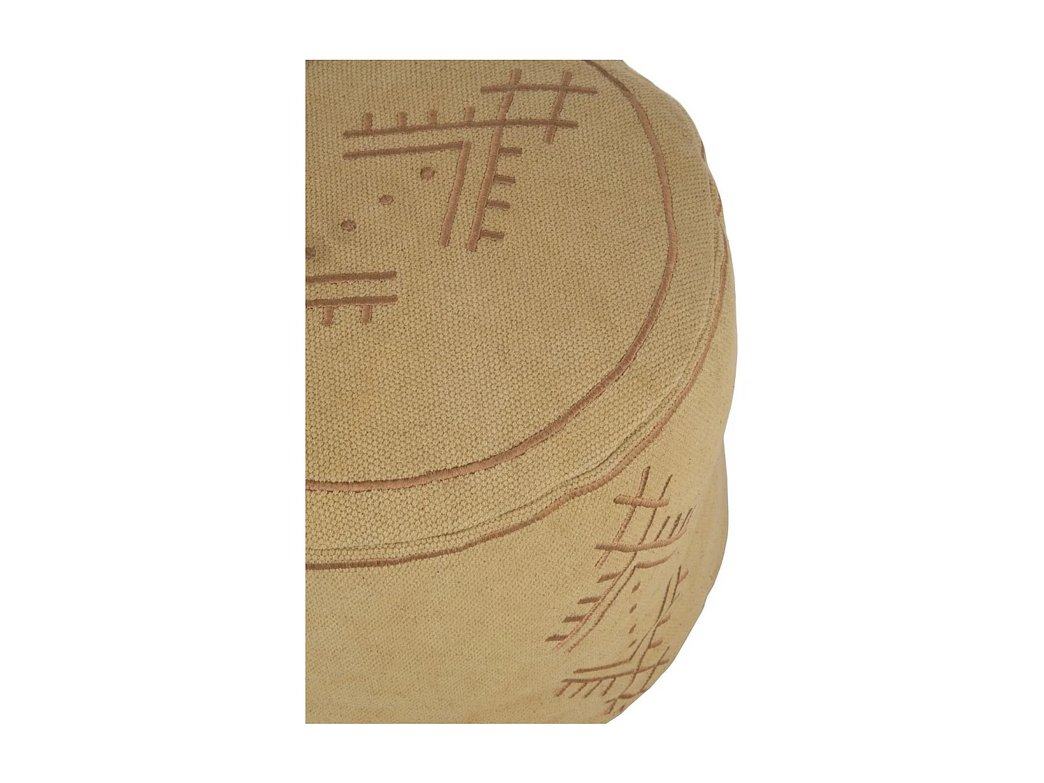 Pouf rond aux motifs brodés en coton - BERBERE