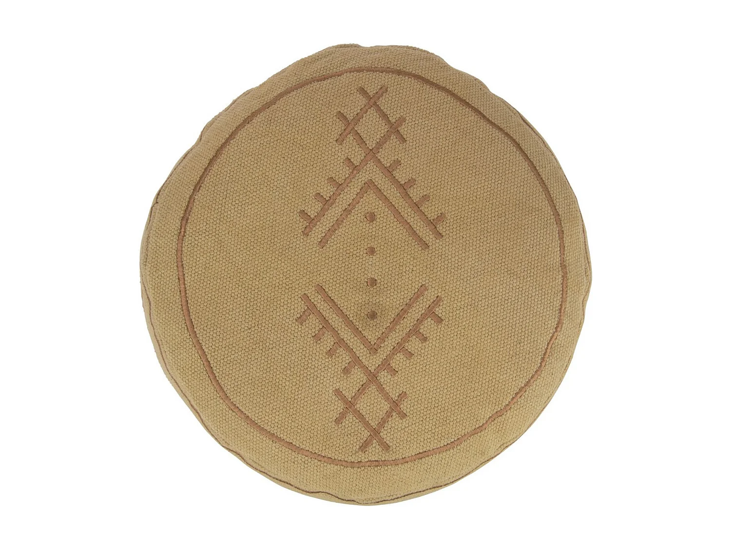 Pouf rond aux motifs brodés en coton - BERBERE