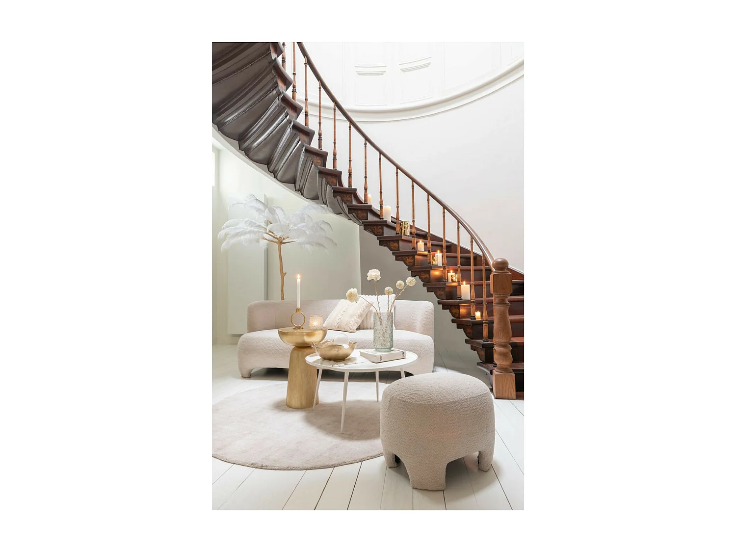 Pouf Design Tricoté "Erwin" 55cm Blanc