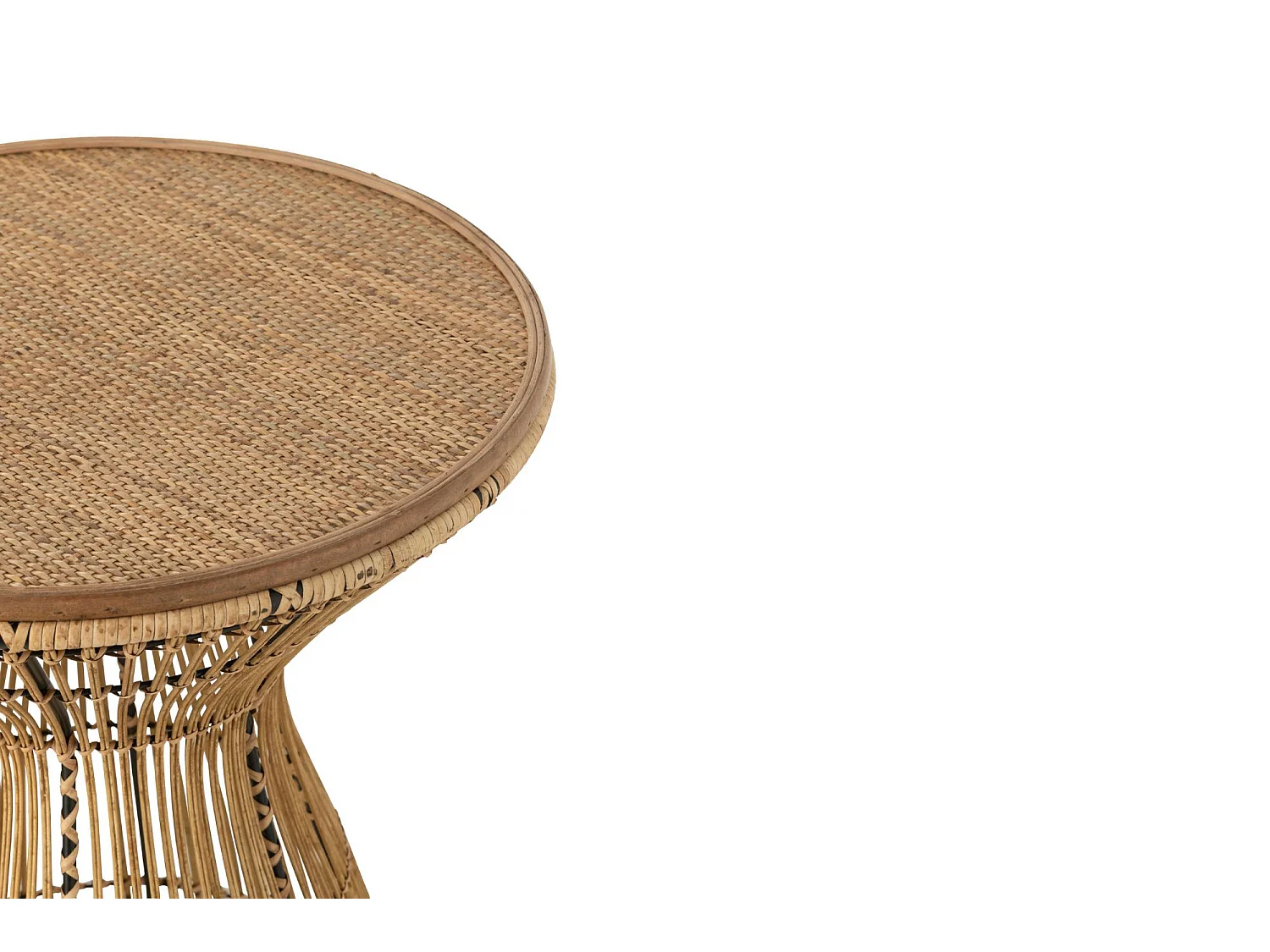 Bout de canapé ethnique en rotin et métal noir - ANAYA