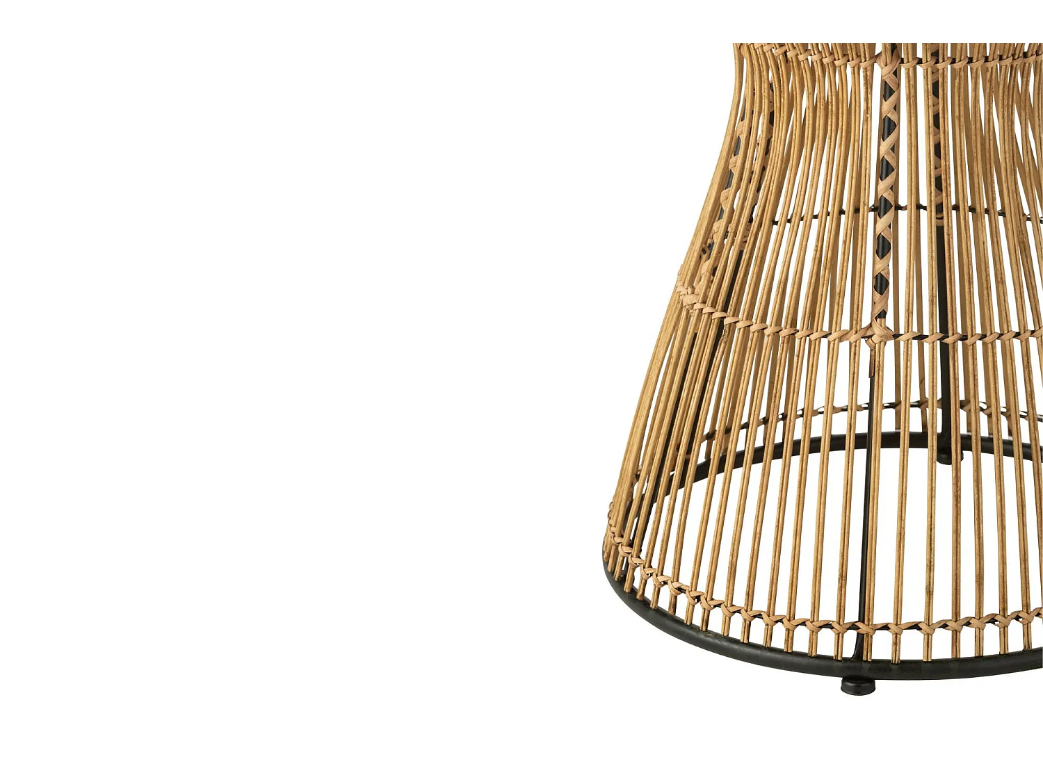 Bout de canapé ethnique en rotin et métal noir - ANAYA