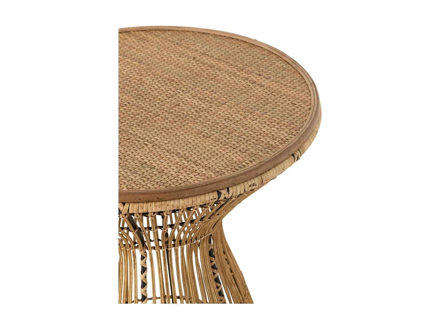 Bout de canapé ethnique en rotin et métal noir - ANAYA