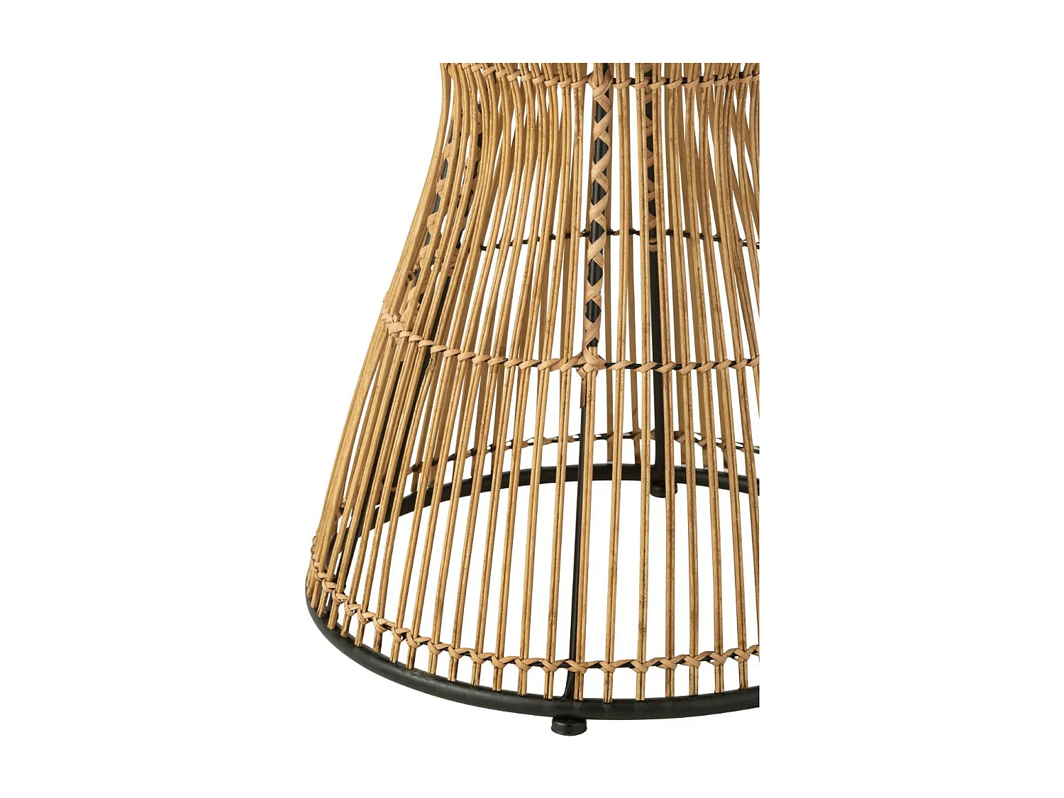 Bout de canapé ethnique en rotin et métal noir - ANAYA