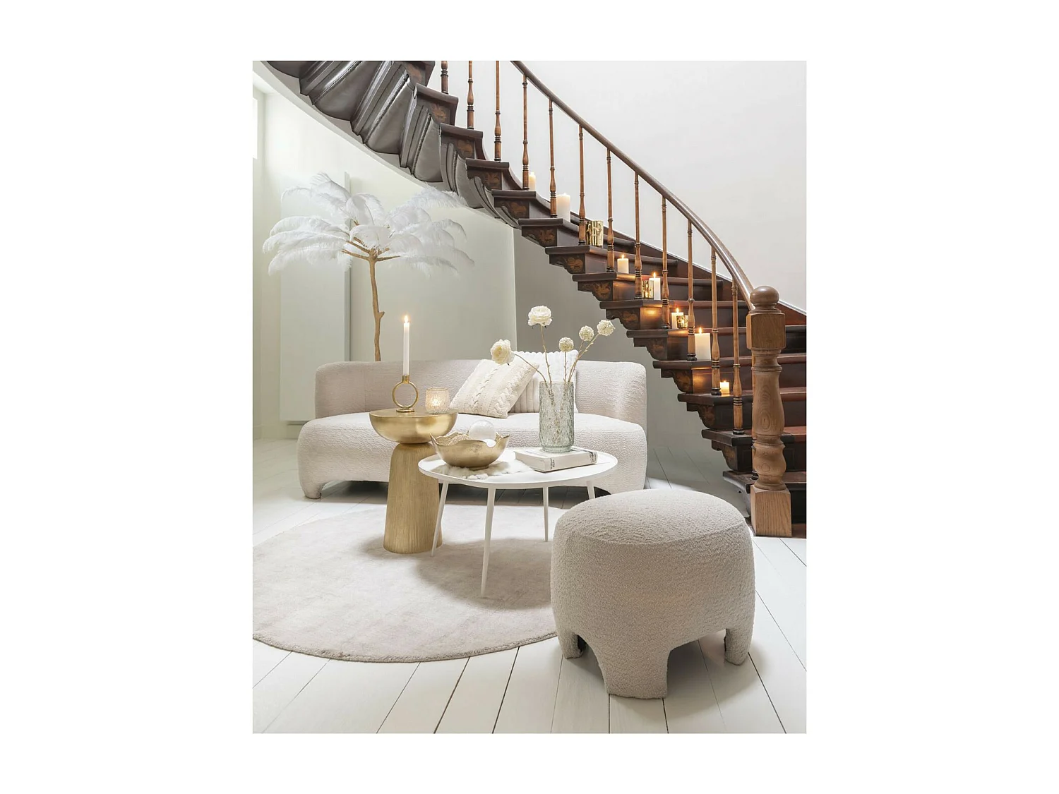 Bout de canapé rond en aluminium doré - ROSSI