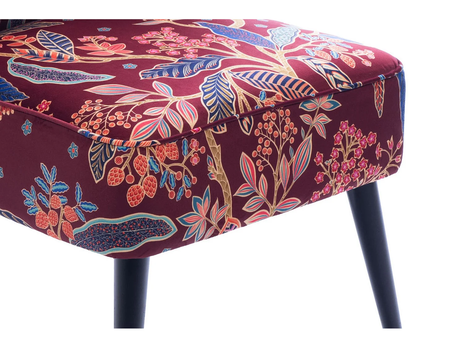 Fauteuil crapaud en velours prune à motifs - VIOLETTE