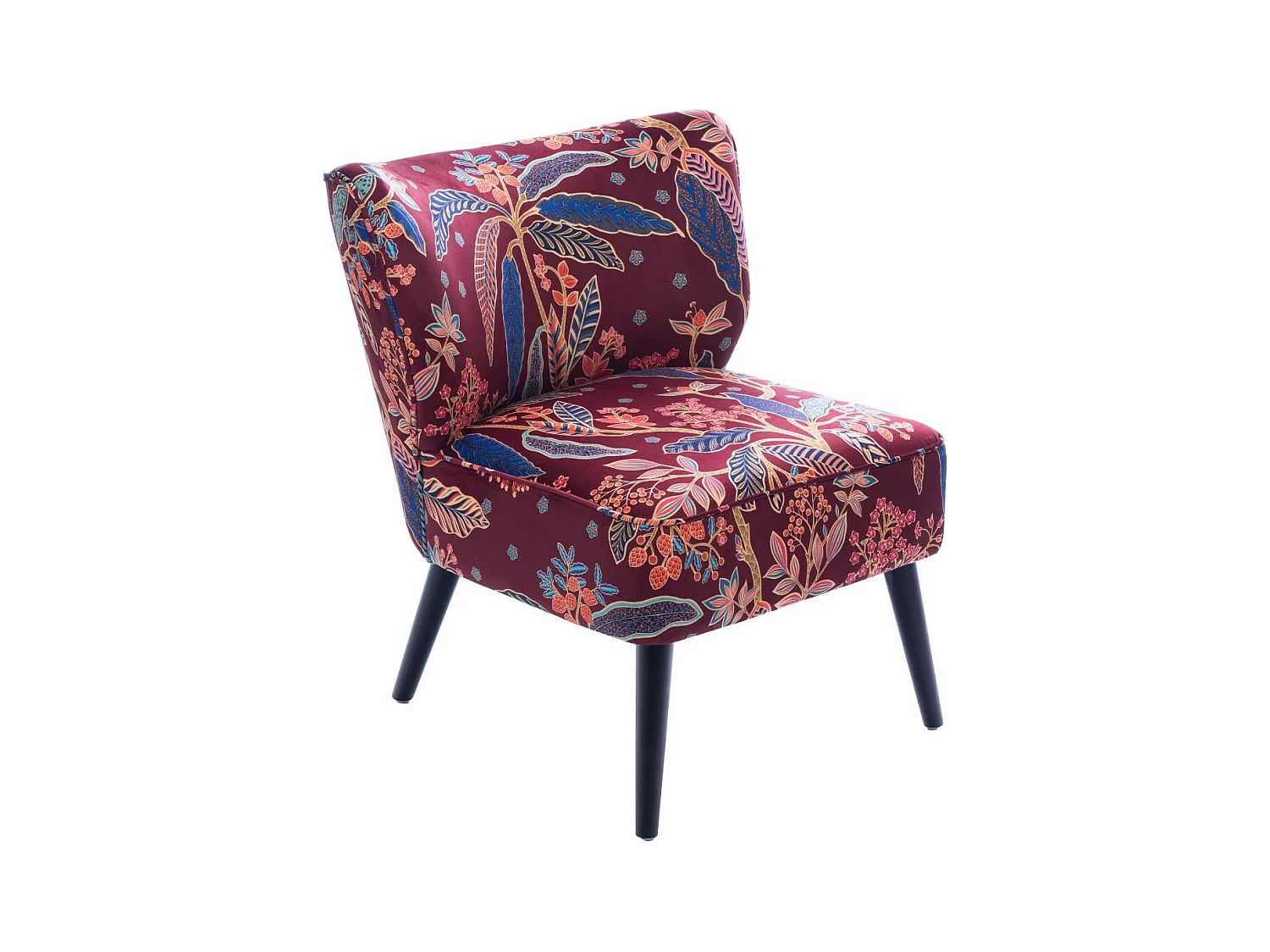 Fauteuil crapaud en velours prune à motifs - VIOLETTE