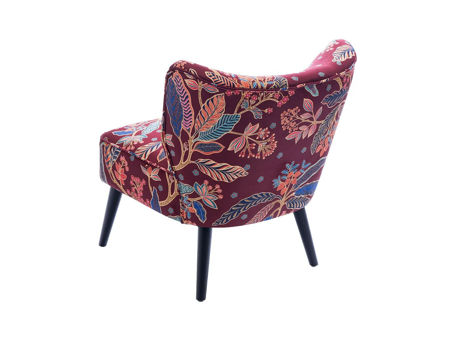 Fauteuil crapaud en velours prune à motifs - VIOLETTE