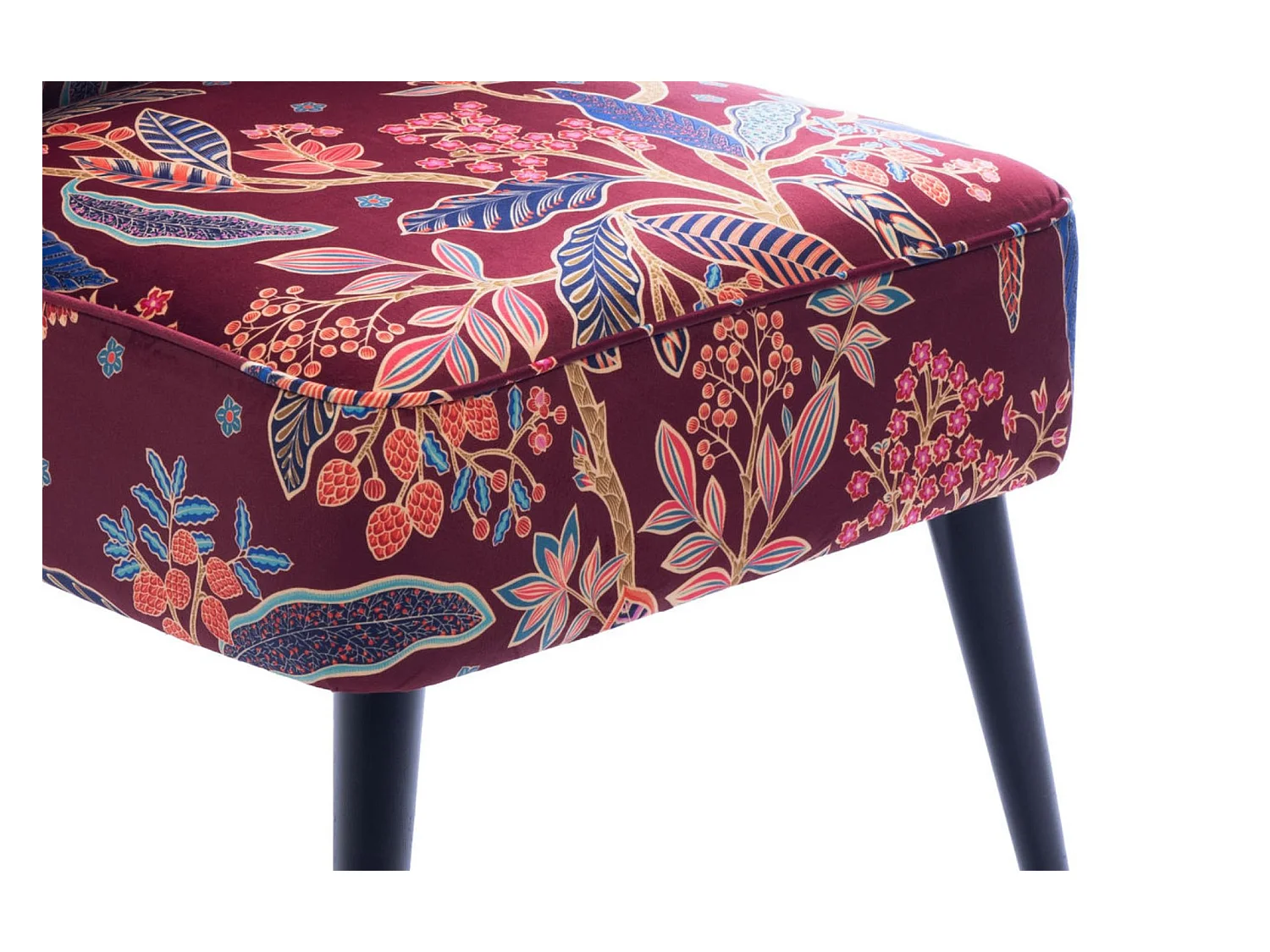 Fauteuil crapaud en velours prune à motifs - VIOLETTE
