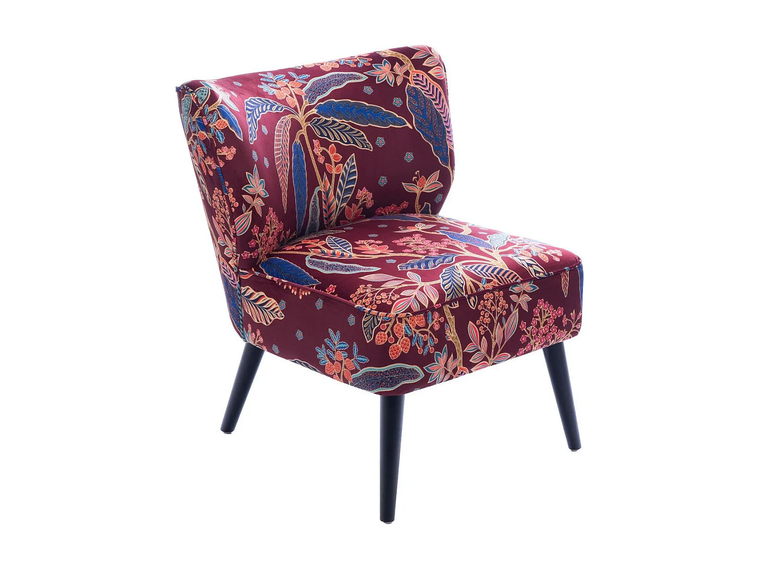 Fauteuil crapaud en velours prune à motifs - VIOLETTE