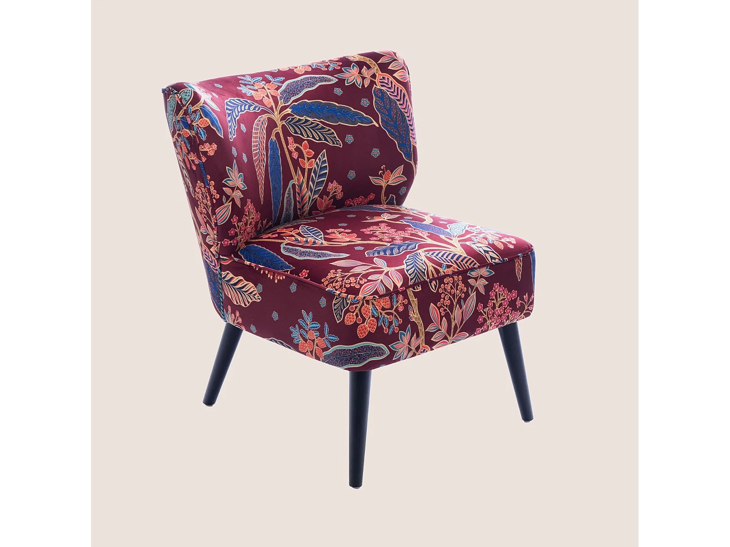 Fauteuil crapaud en velours prune à motifs - VIOLETTE