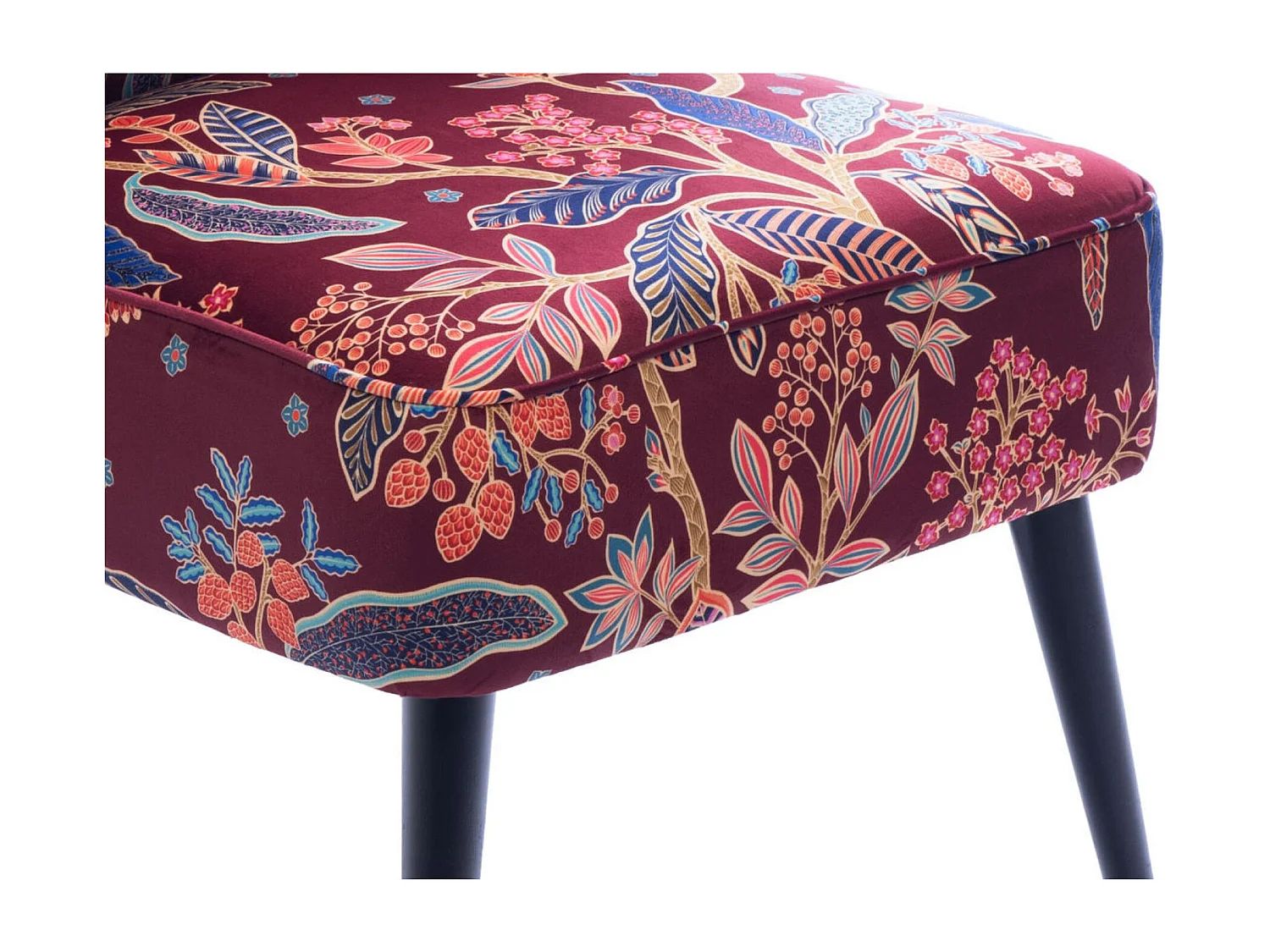 Fauteuil crapaud en velours prune à motifs - VIOLETTE