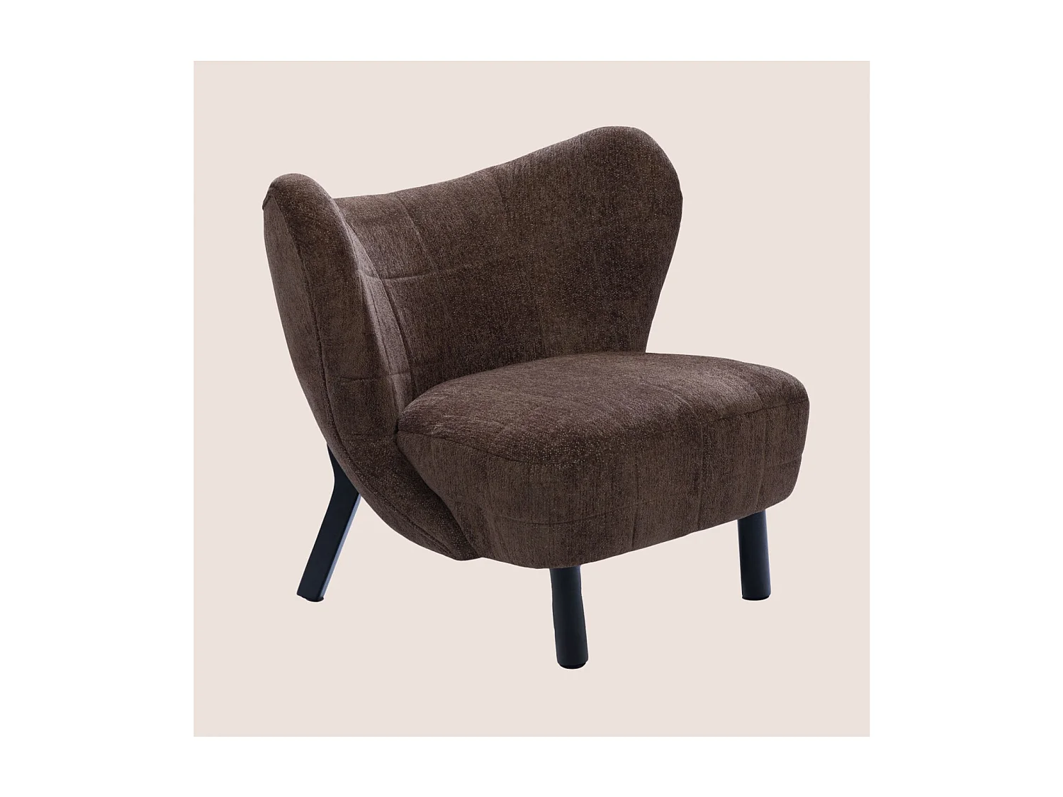 Fauteuil crapaud pieds métal et velours - GASPARD