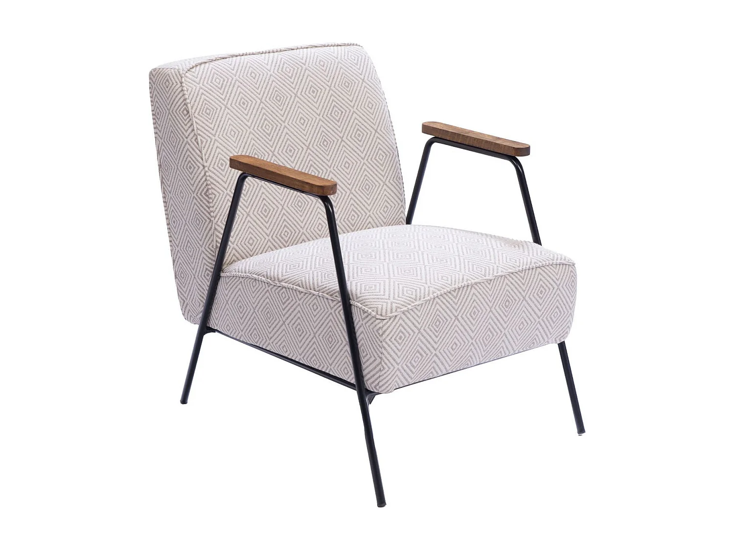 Fauteuil en tissu à carreaux ivoire et gris - SINTRA