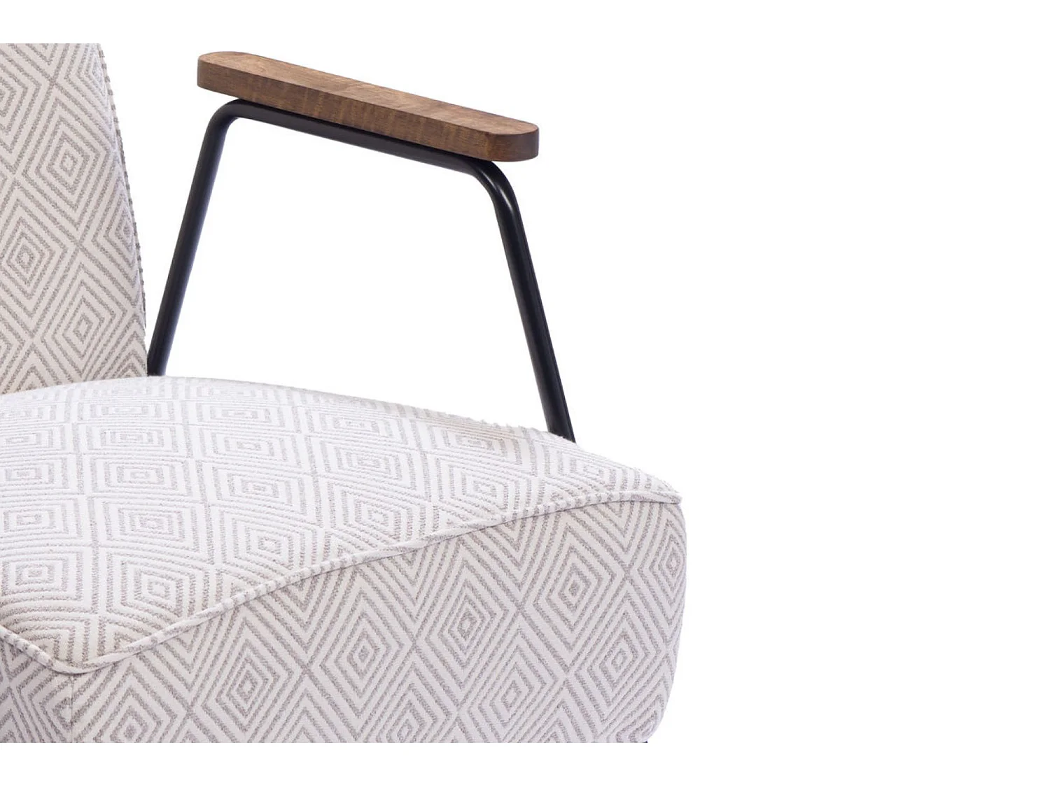 Fauteuil en tissu à carreaux ivoire et gris - SINTRA