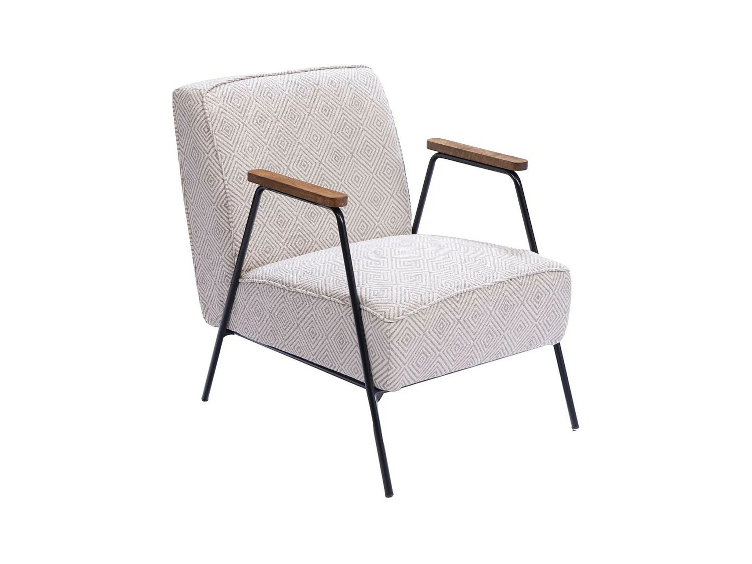 Fauteuil en tissu à carreaux ivoire et gris - SINTRA