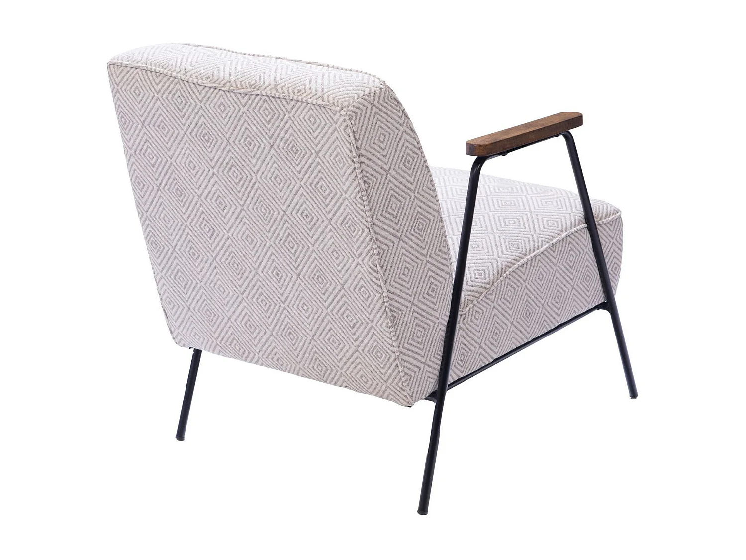 Fauteuil en tissu à carreaux ivoire et gris - SINTRA